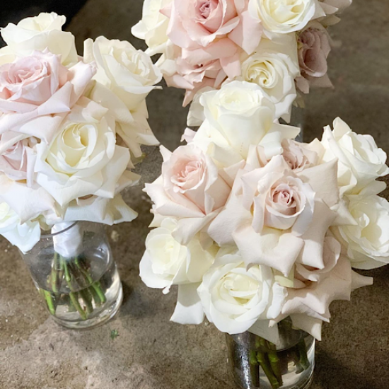 Bridesmaid Bouquet Fresh mix White & Quicksand Roses