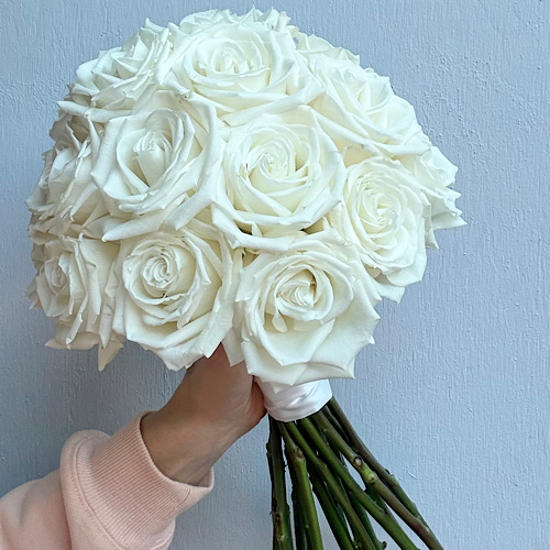 Bridesmaids  Bouquet of dome Shape Fresh White roses
