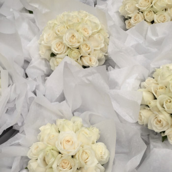 Bridal ROUND Bouquet White Roses