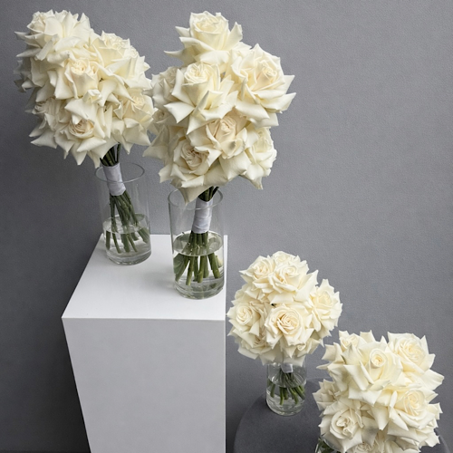 Bridesmaids Shaped bouquet of roses